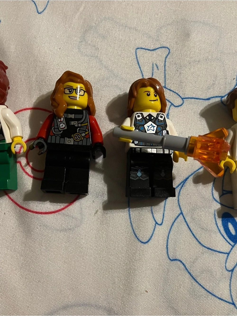 Lego Minifigure Female Crew with Red Jacket, Black Legs, Yellow Heads
